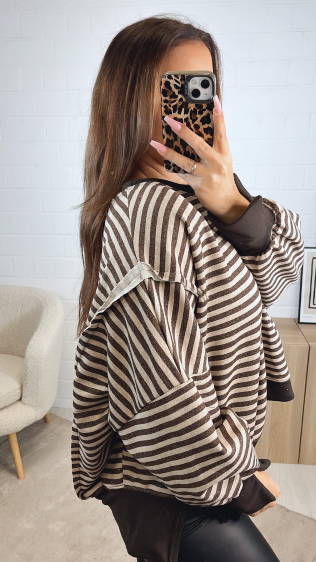 STREIFEN used - Look Sweater / schoko braun - dunkel beige Art. 12720