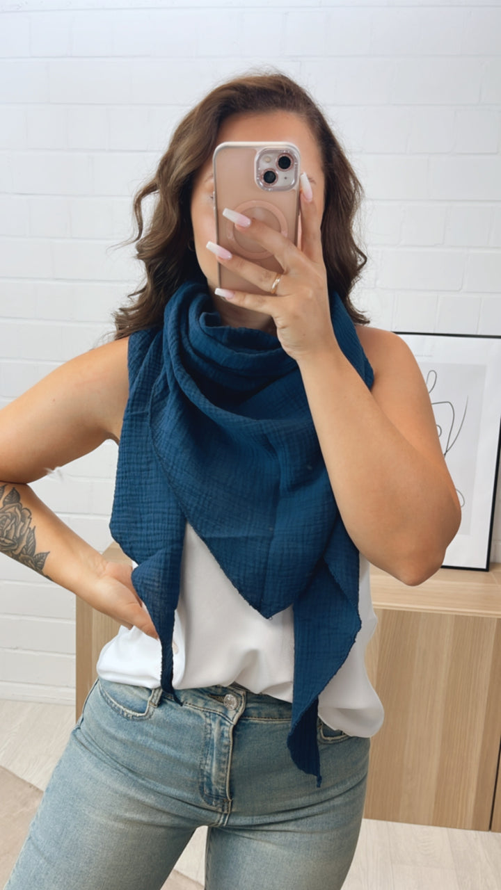 Musselin Schal / Tuch / dunkel blau Art. 7041