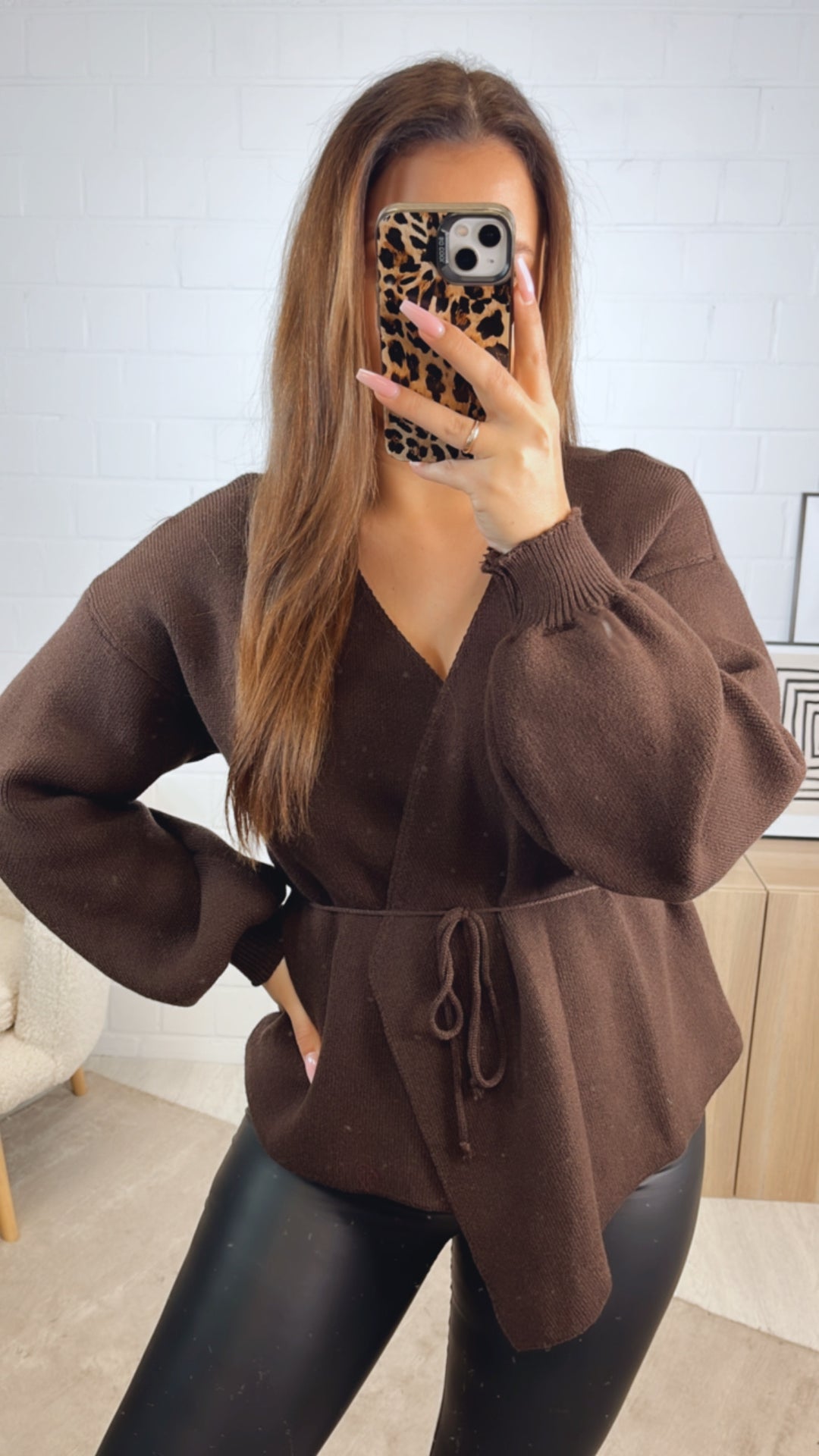 Strick Jacke zum Wickeln / schoko braun Art. 12725