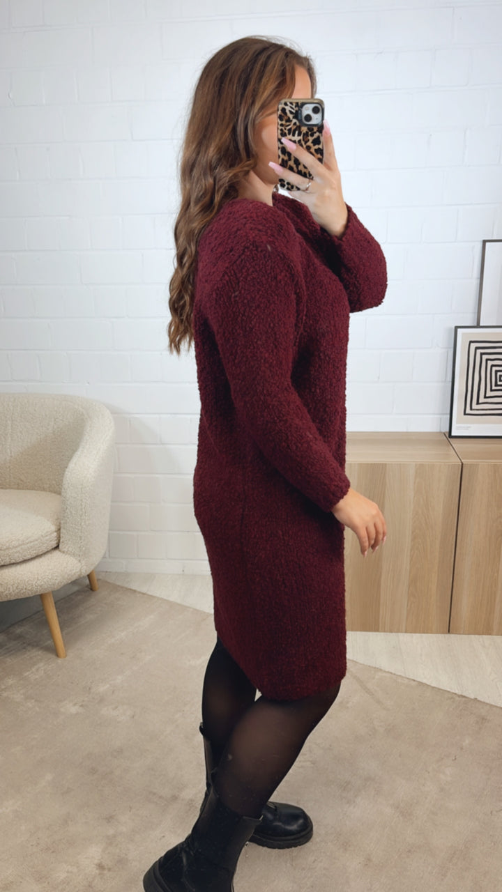 TEDDY Kleid mit Rundausschnitt / bordeaux rot Art. 12641