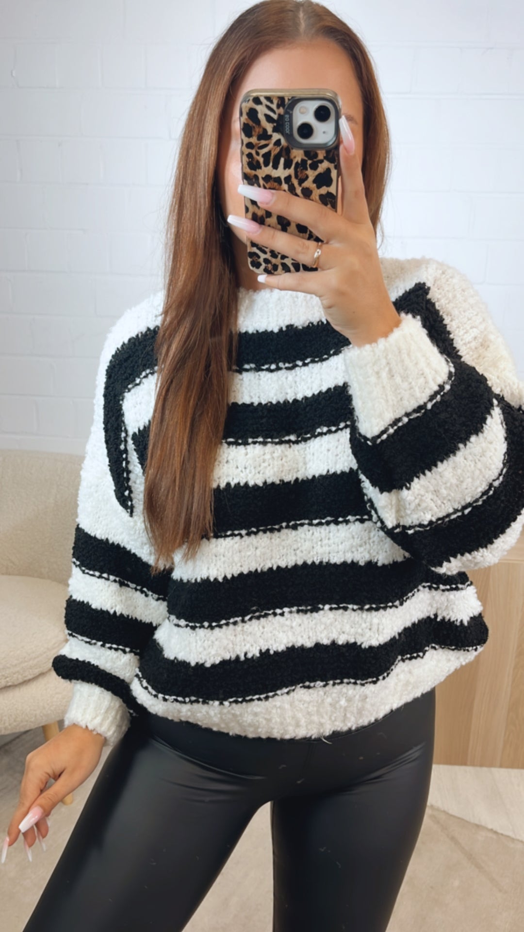 TEDDY Pullover mit Streifen / weiss - schwarz Art. 12441
