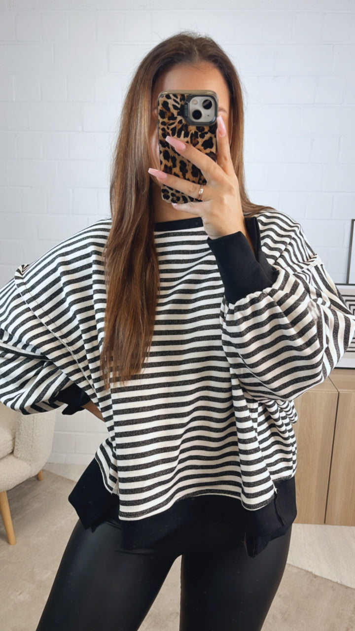 STREIFEN used - Look Sweater / schwarz - weiss Art. 12715