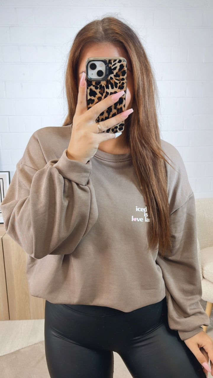 Pullover " Love Language " / taupe Art. 12628