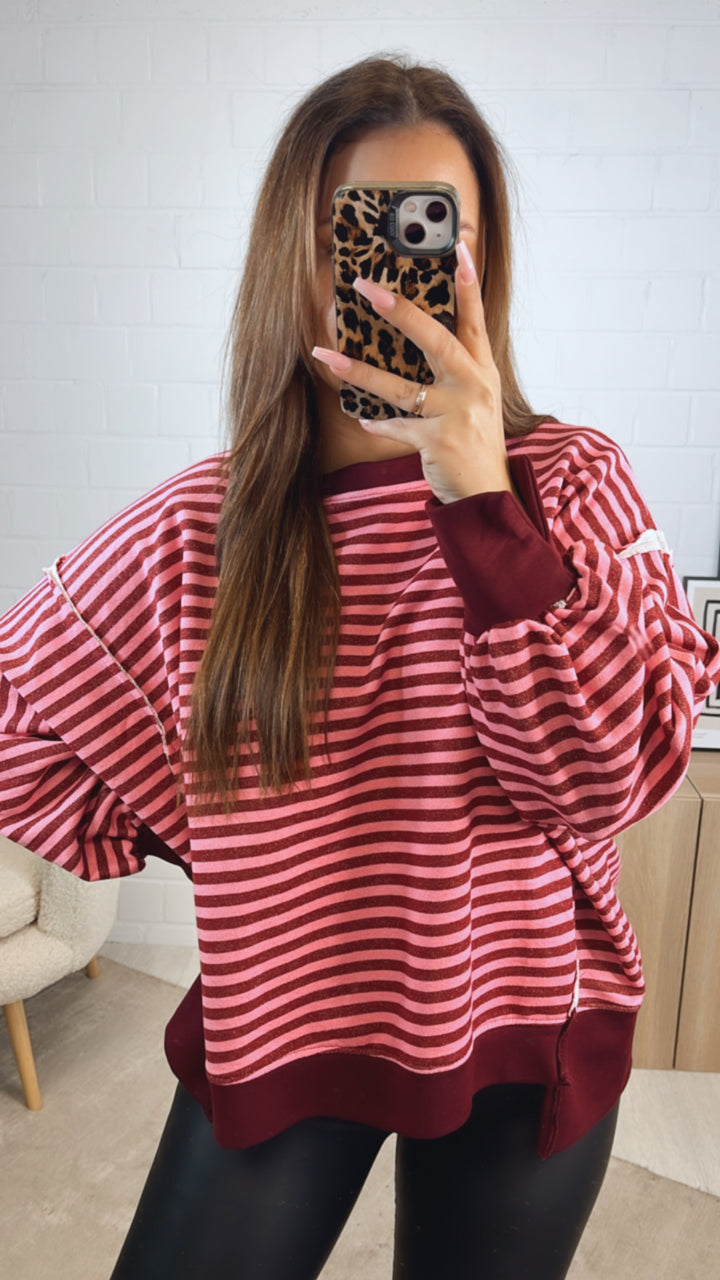STREIFEN used - Look Sweater / rot - pink Art. 12714