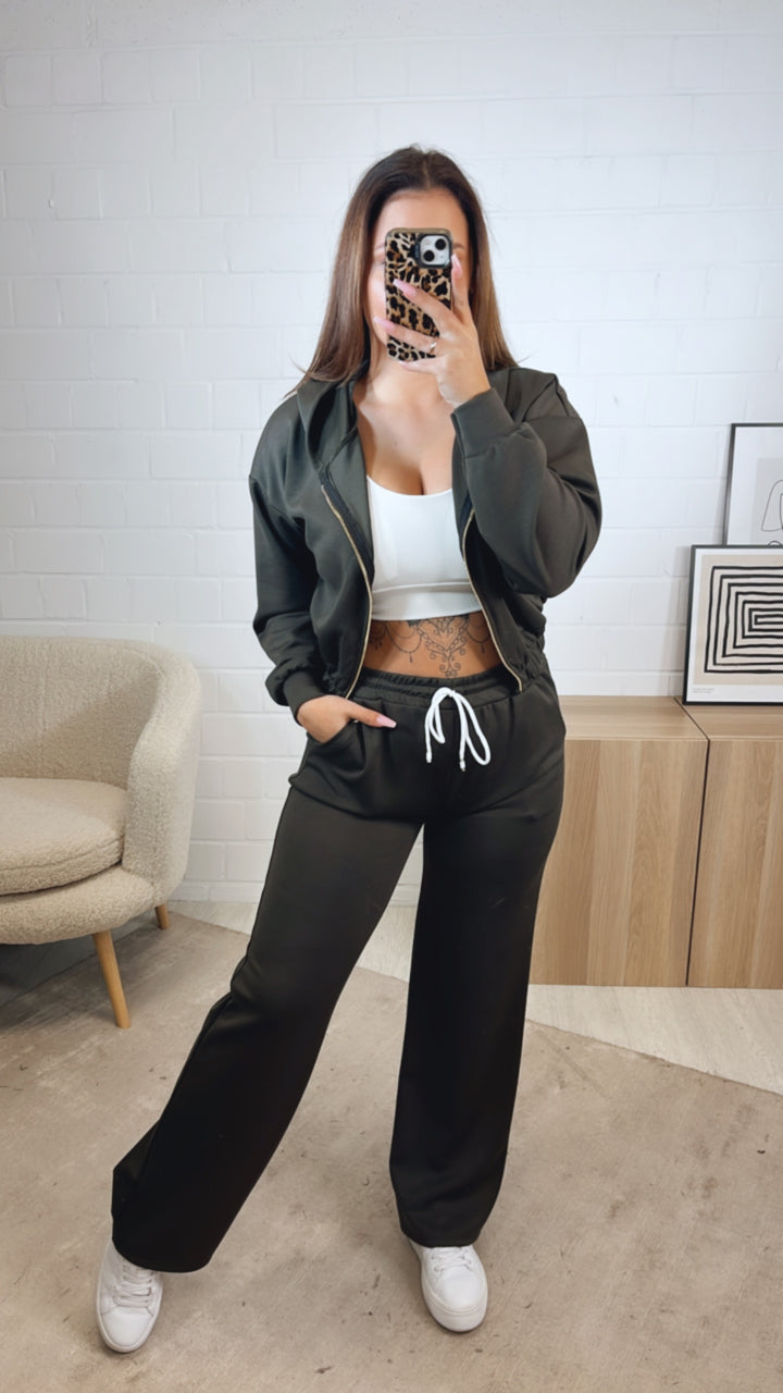 dreiteiliges Set aus Hose, Jacke und Bustier Top " Your outfit can be " / khaki Art. 12741