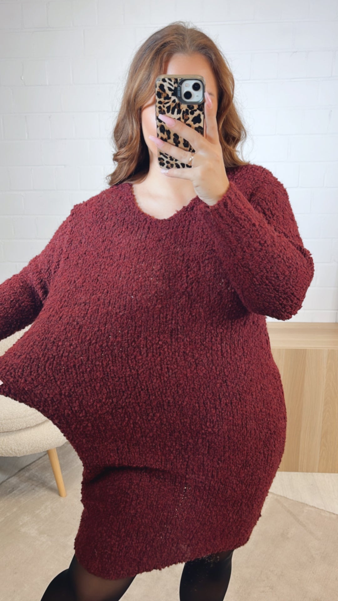 TEDDY Kleid mit Rundausschnitt / bordeaux rot Art. 12641