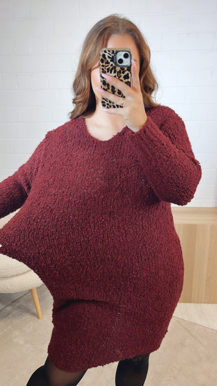 TEDDY Kleid mit Rundausschnitt / bordeaux rot Art. 12641