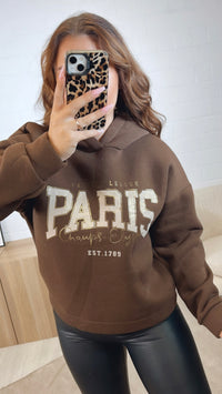 Kapuzen Hoodie " Paris " / schoko braun Art. 12487