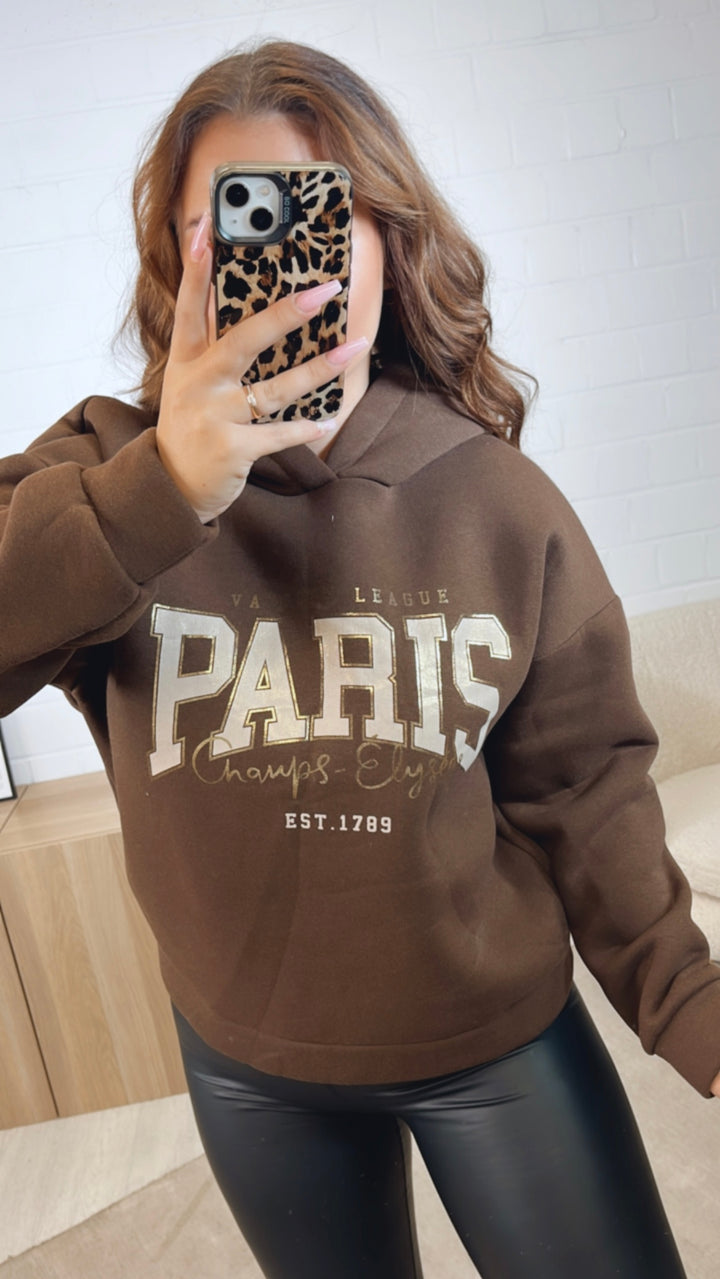 Kapuzen Hoodie " Paris " / schoko braun Art. 12487
