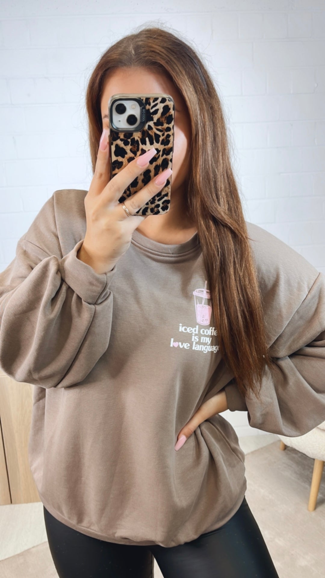 Pullover " Love Language " / taupe Art. 12628
