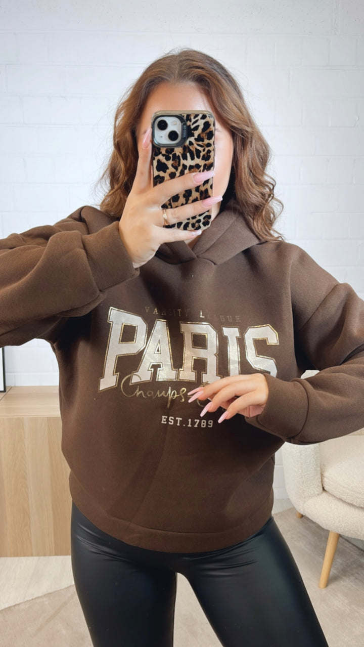 Kapuzen Hoodie " Paris " / schoko braun Art. 12487