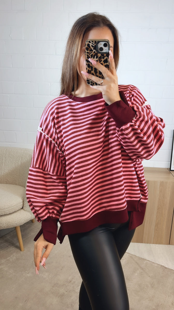 STREIFEN used - Look Sweater / rot - pink Art. 12714