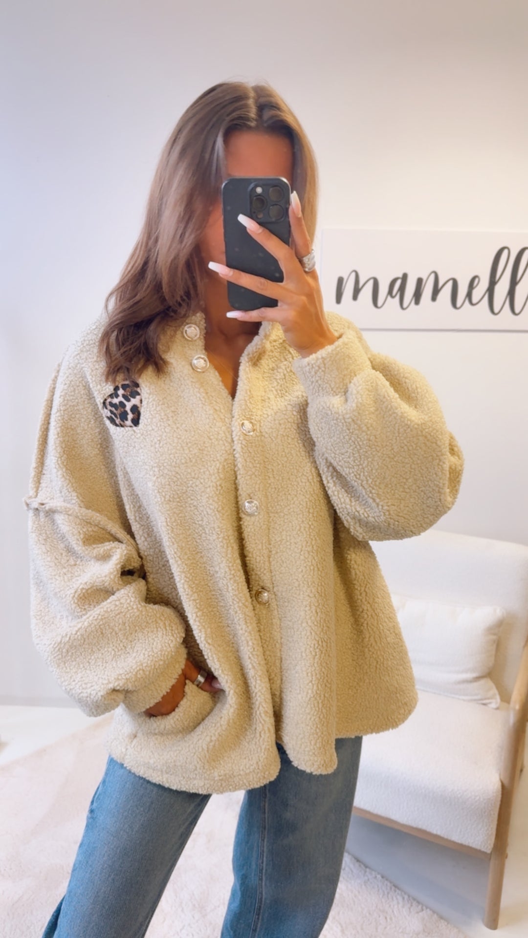TEDDY Jacke mit gold - silbernen Knöpfen, Leo Herz / beige Art. 12563