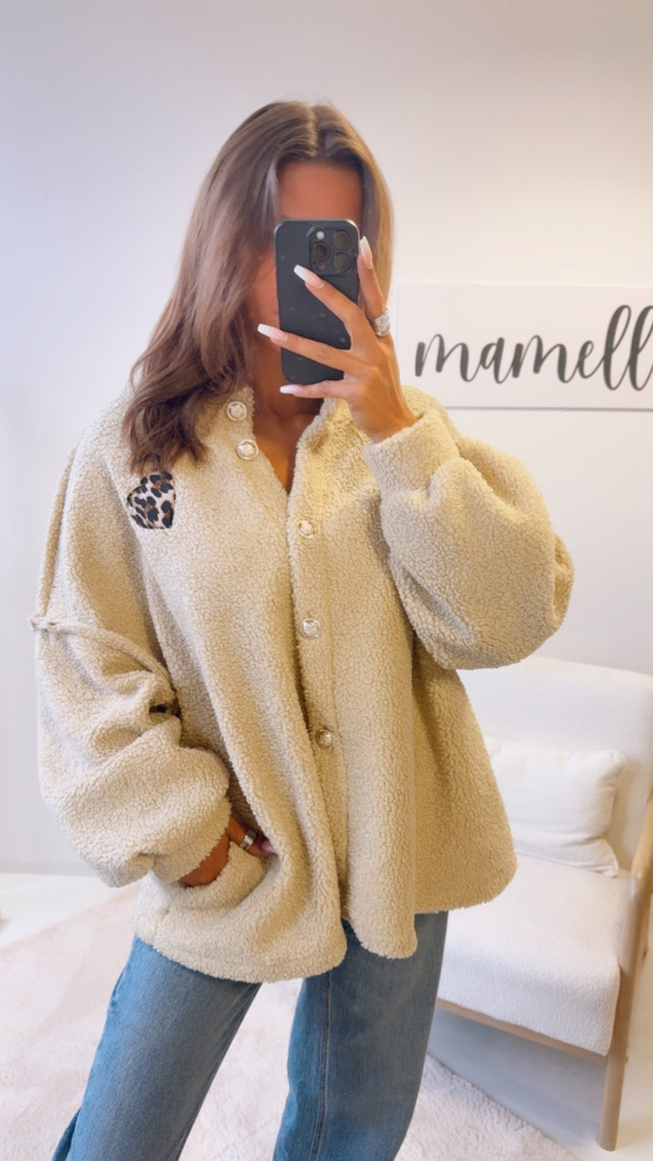 TEDDY Jacke mit gold - silbernen Knöpfen, Leo Herz / beige Art. 12563