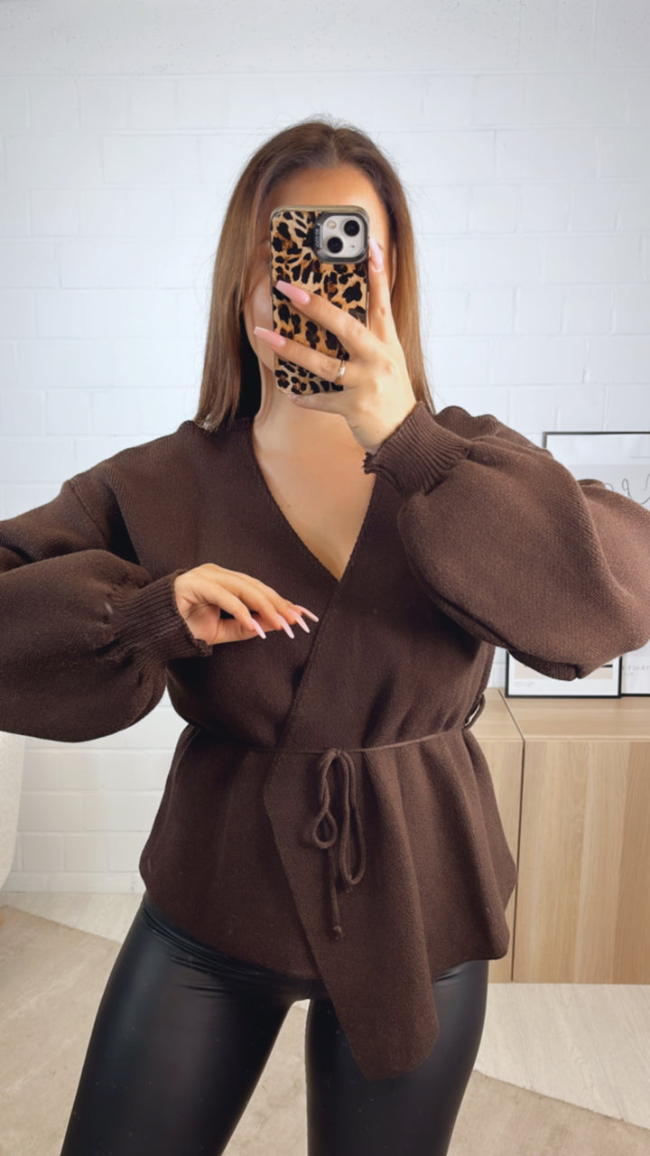 Strick Jacke zum Wickeln / schoko braun Art. 12725