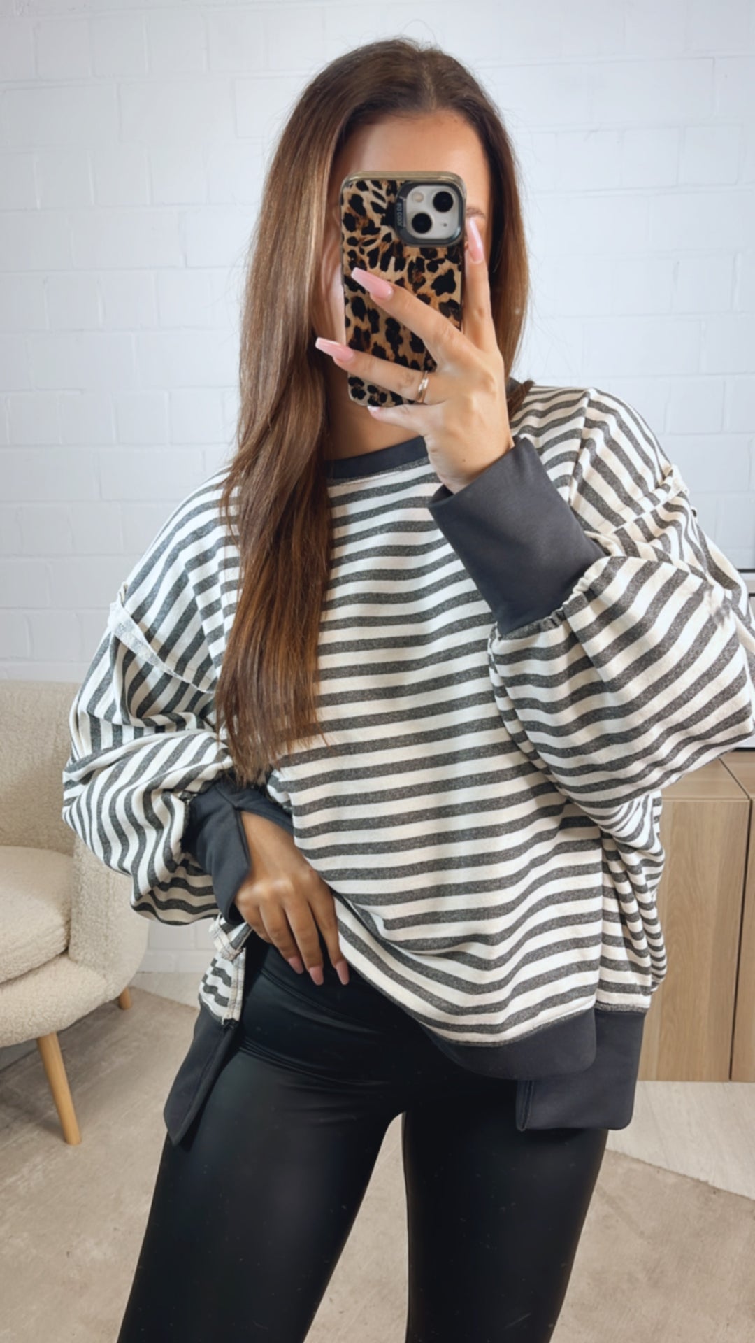 STREIFEN used - Look Sweater / anthrazit - creme Art. 12717