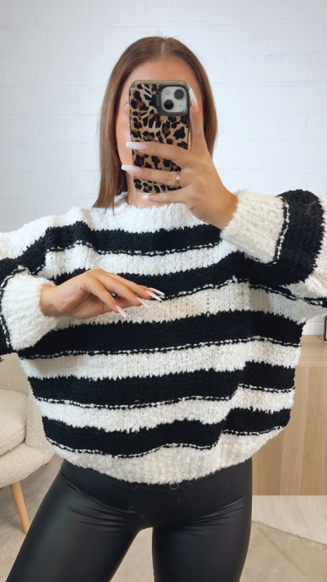 TEDDY Pullover mit Streifen / weiss - schwarz Art. 12441