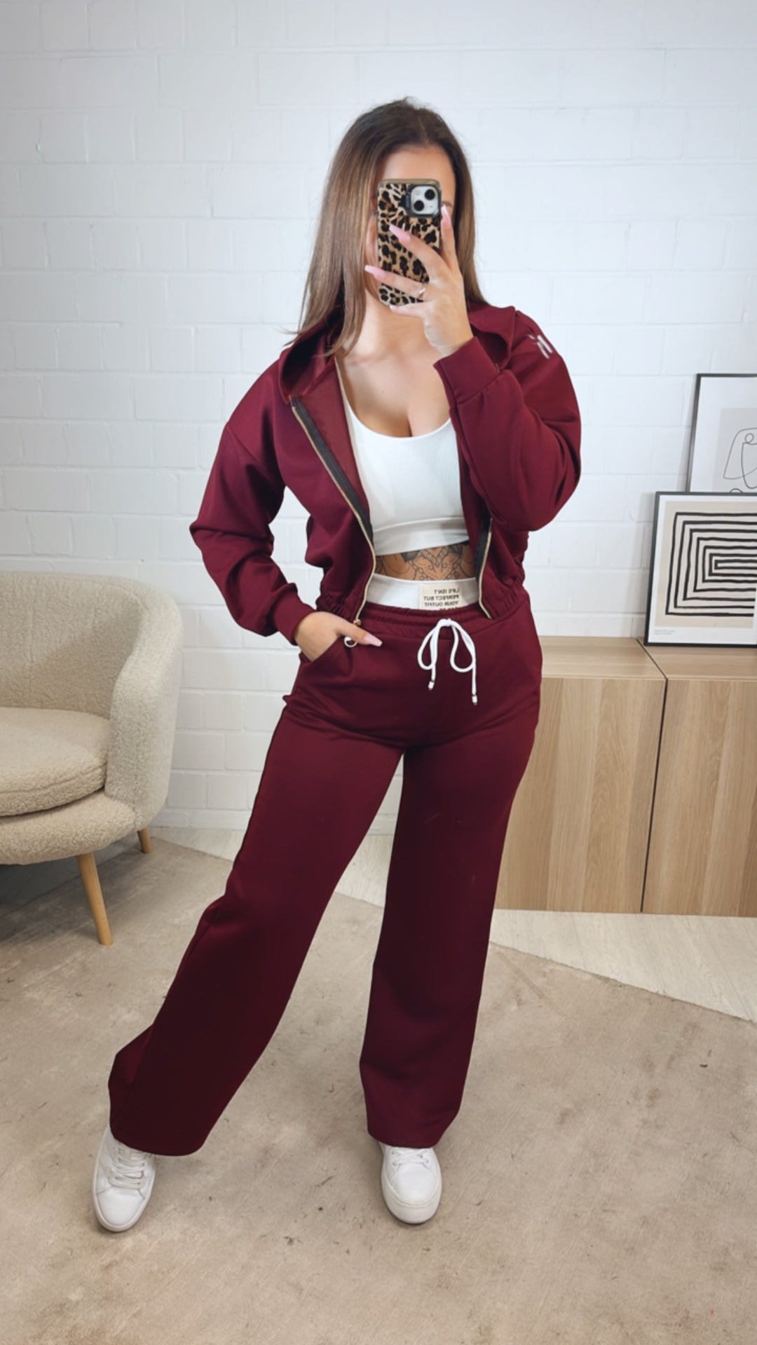 dreiteiliges Set aus Hose, Jacke und Bustier Top " Your outfit can be " / bordeaux rot Art. 12743