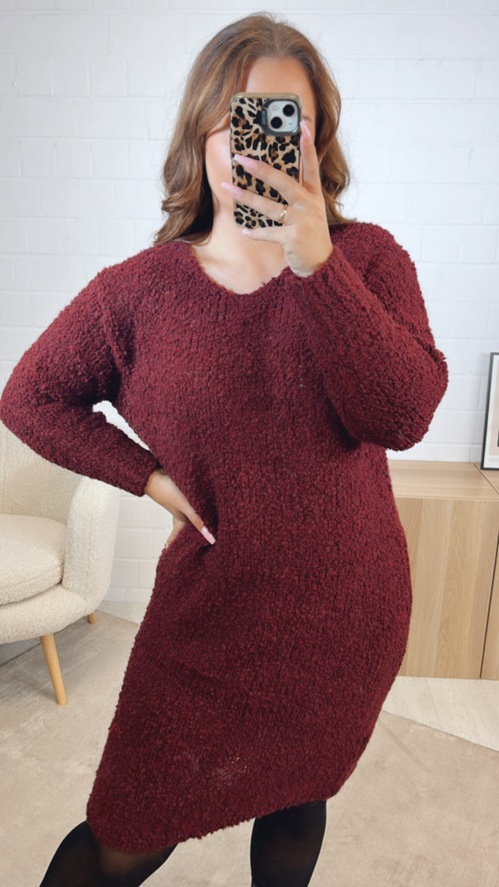 TEDDY Kleid mit Rundausschnitt / bordeaux rot Art. 12641
