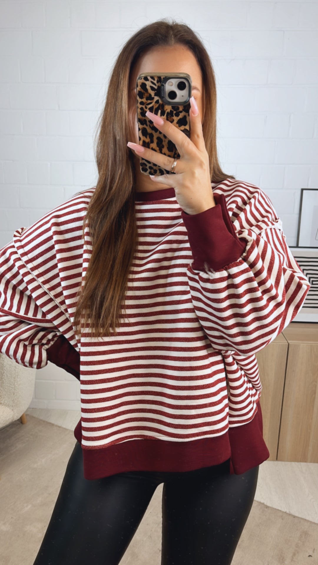 STREIFEN used - Look Sweater / bordeaux rot - creme Art. 12721