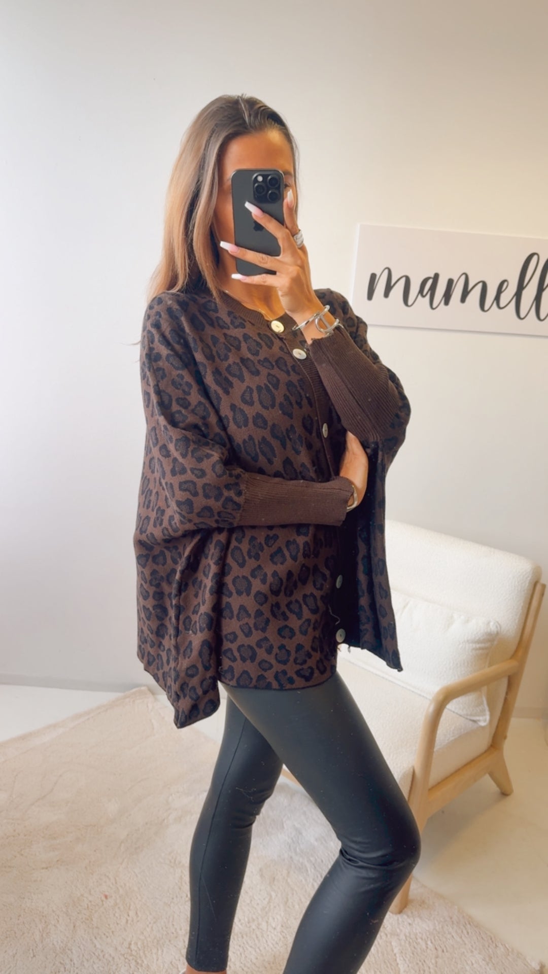 LEO Cardigan / Pullover  - ultra weicher mit Fledermausärmeln / braun - schwarz Art. 12689