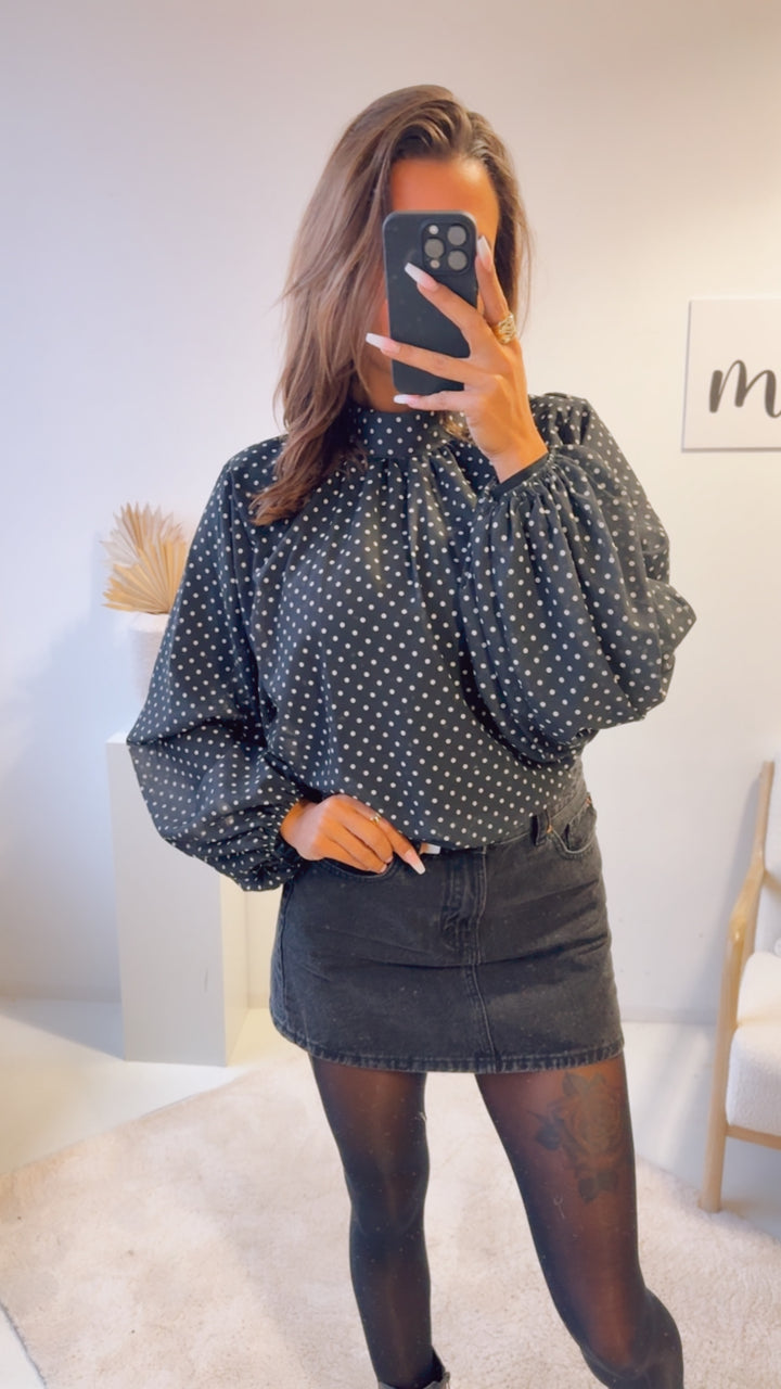 PUNKTE Chiffon Bluse / schwarz - weiss Art. 12765