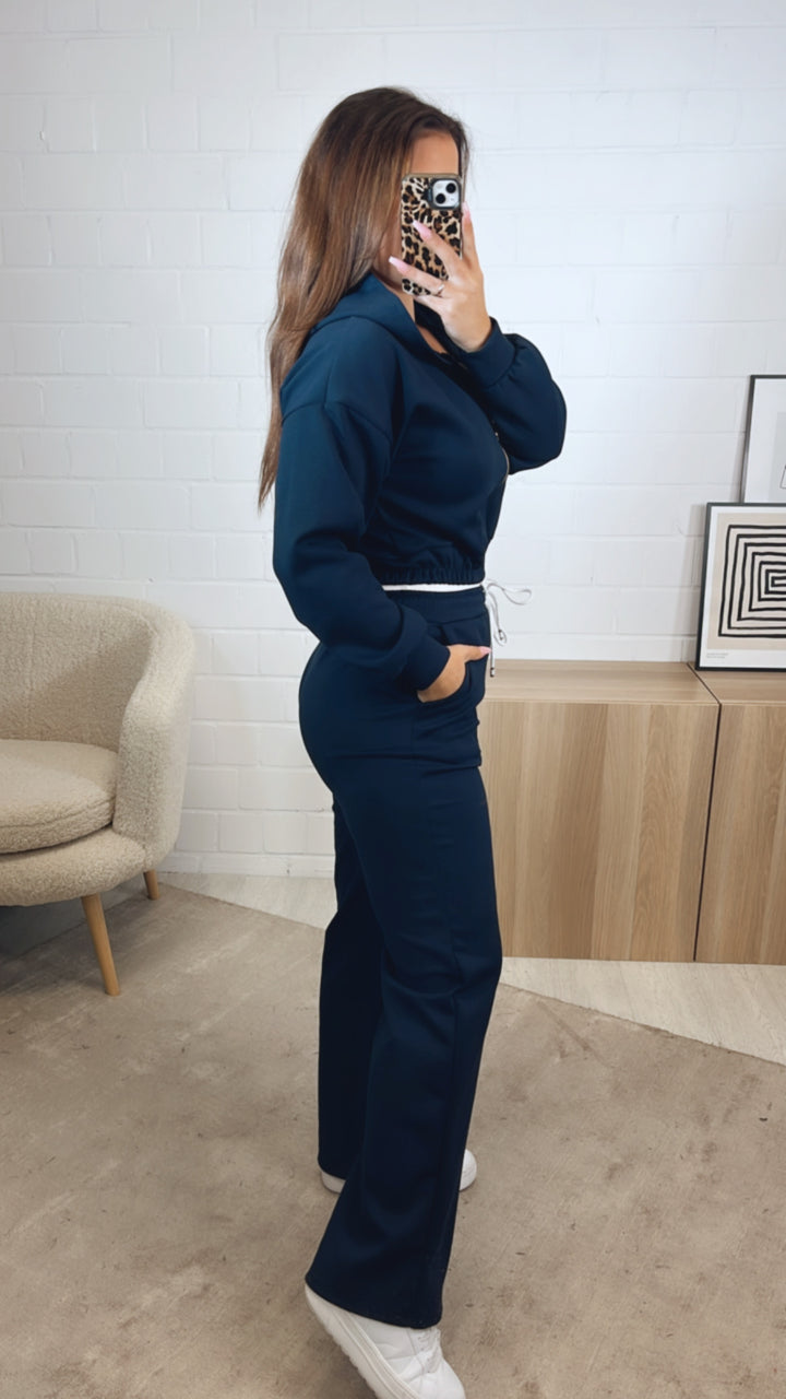 dreiteiliges Set aus Hose, Jacke und Bustier Top " Your outfit can be " / dunkel blau Art. 12738