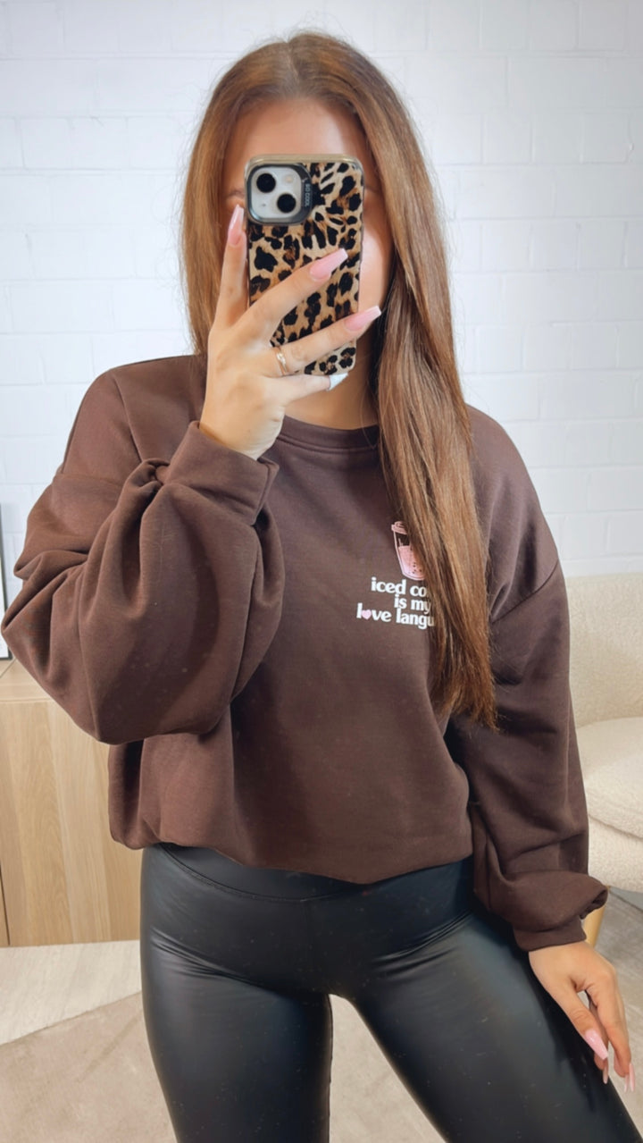 Pullover " Love Language " / schoko braun Art. 12629