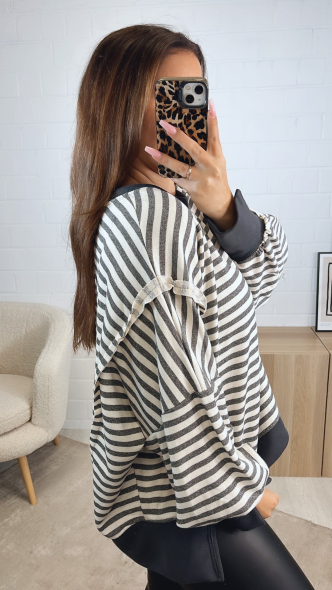 STREIFEN used - Look Sweater / anthrazit - creme Art. 12717