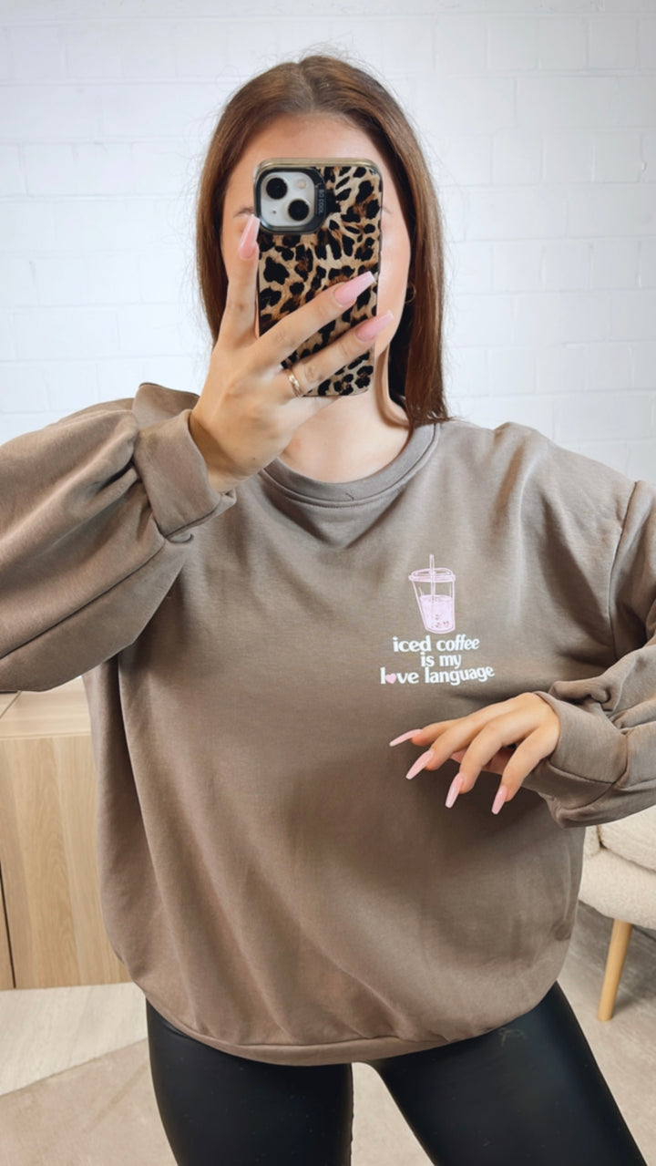 Pullover " Love Language " / taupe Art. 12628