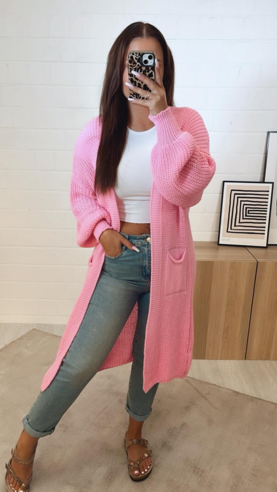 Strickjacken Altrosa Langer Strickmantel Kaufen Langer Strick