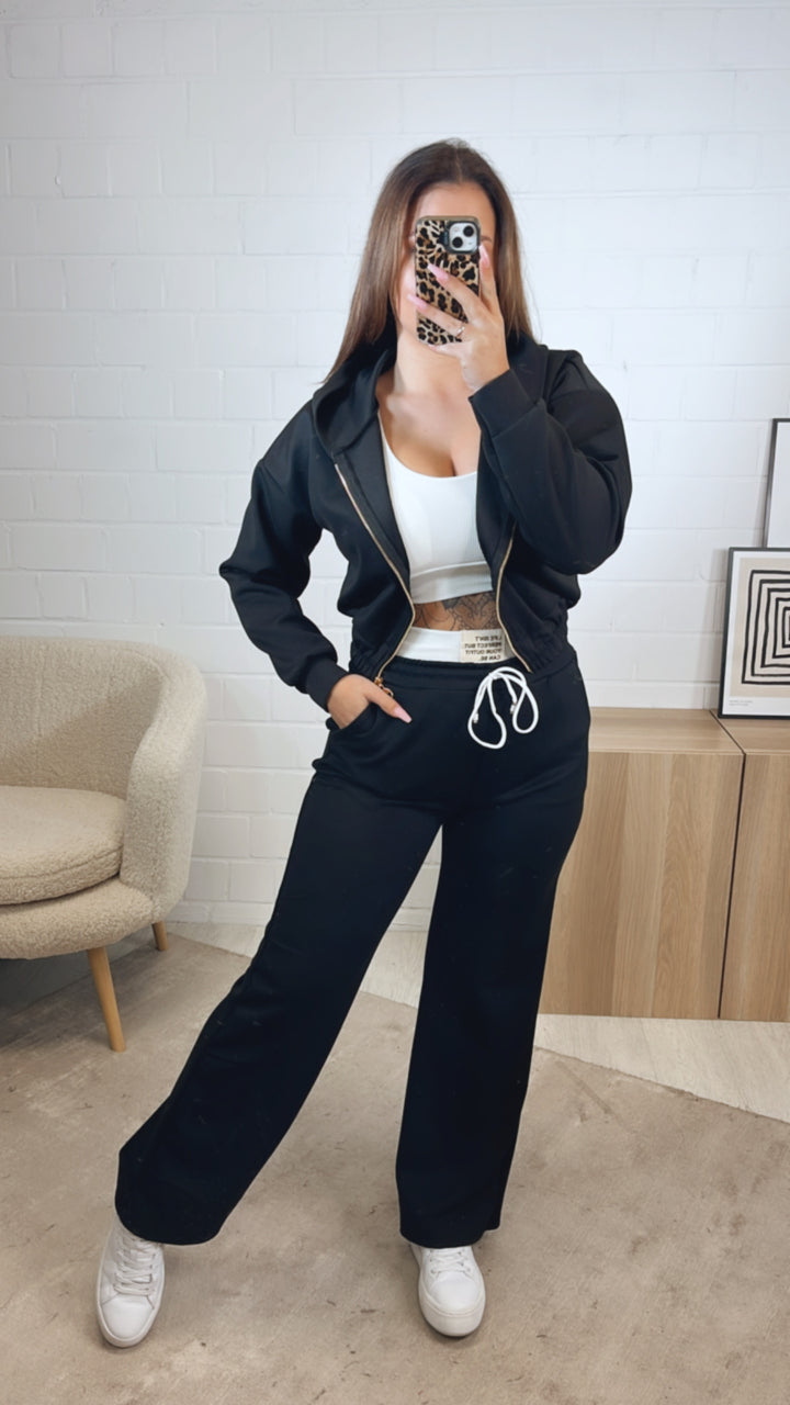 dreiteiliges Set aus Hose, Jacke und Bustier Top " Your outfit can be " / schwarz Art. 12737