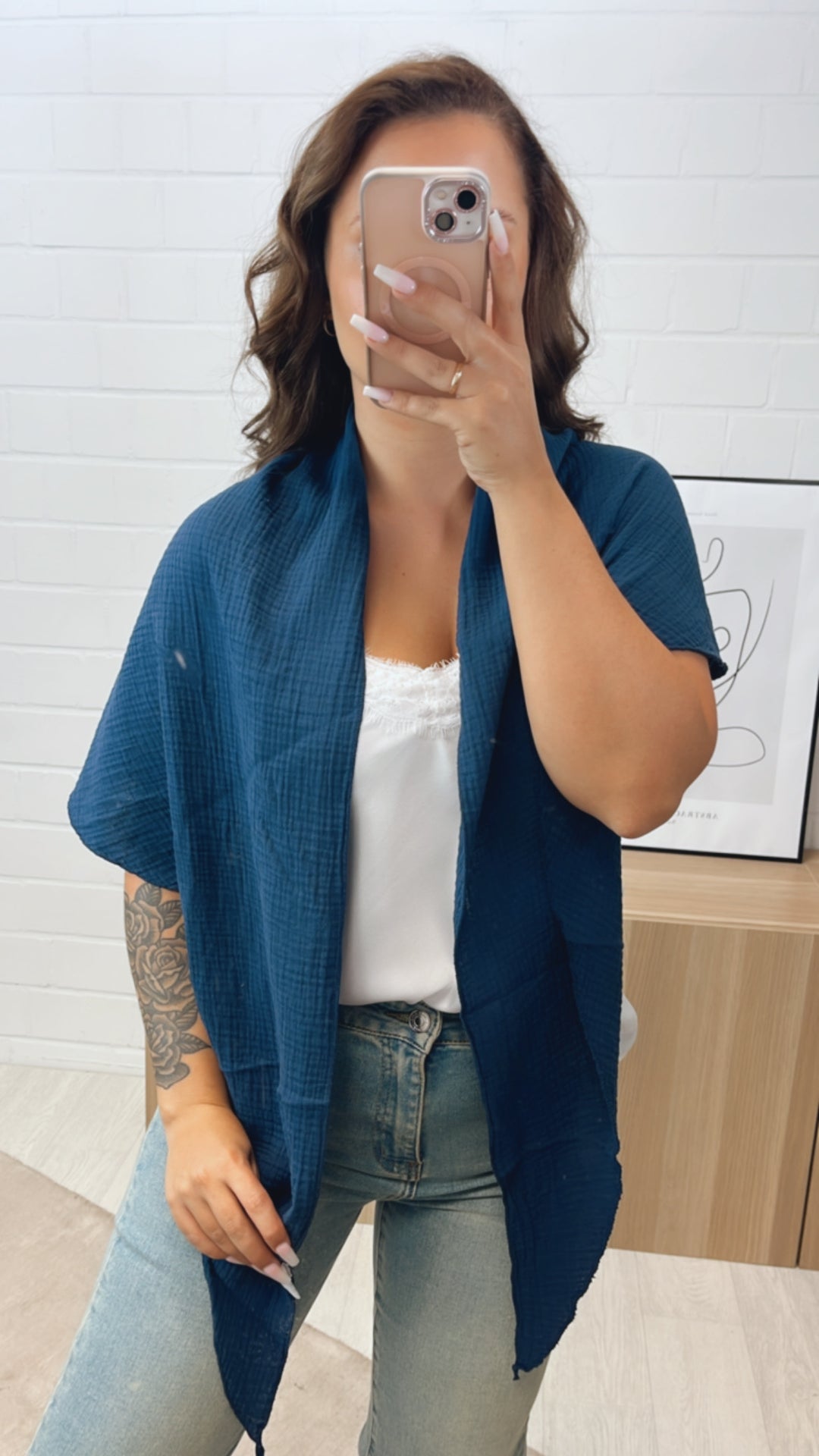 Musselin Schal / Tuch / dunkel blau Art. 7041