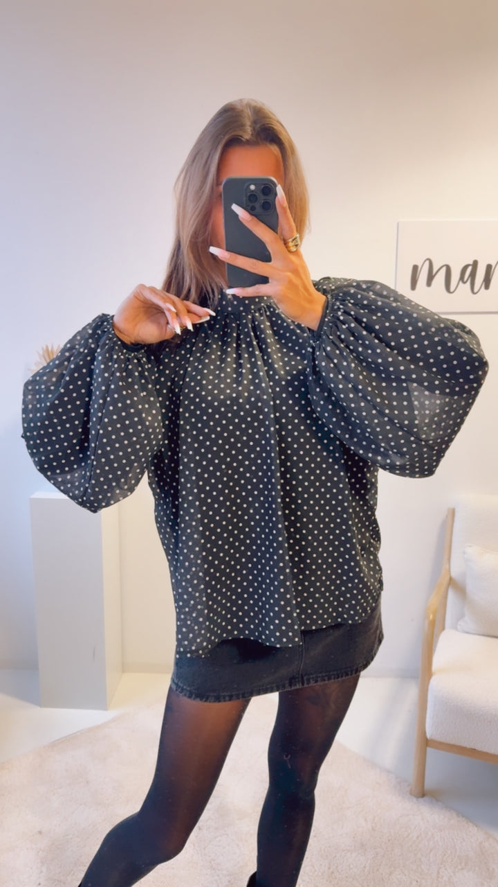 PUNKTE Chiffon Bluse / schwarz - weiss Art. 12765
