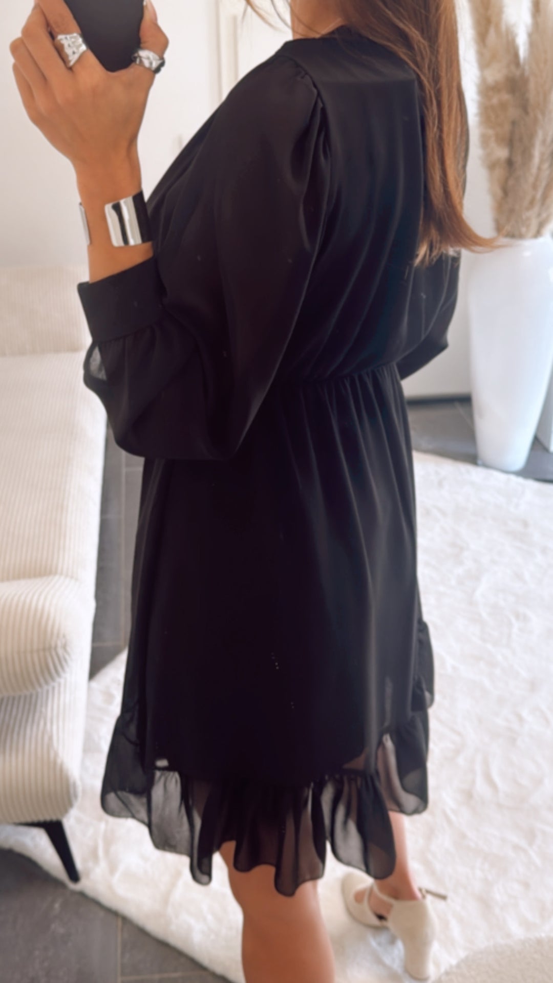 Chiffon Kleid in Wickeloptik / schwarz Art. 9297