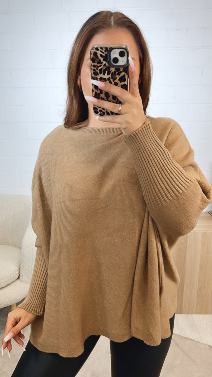 ultra weicher Pullover mit Fledermausärmeln / camel Art. 12436