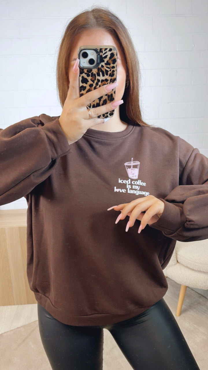 Pullover " Love Language " / schoko braun Art. 12629