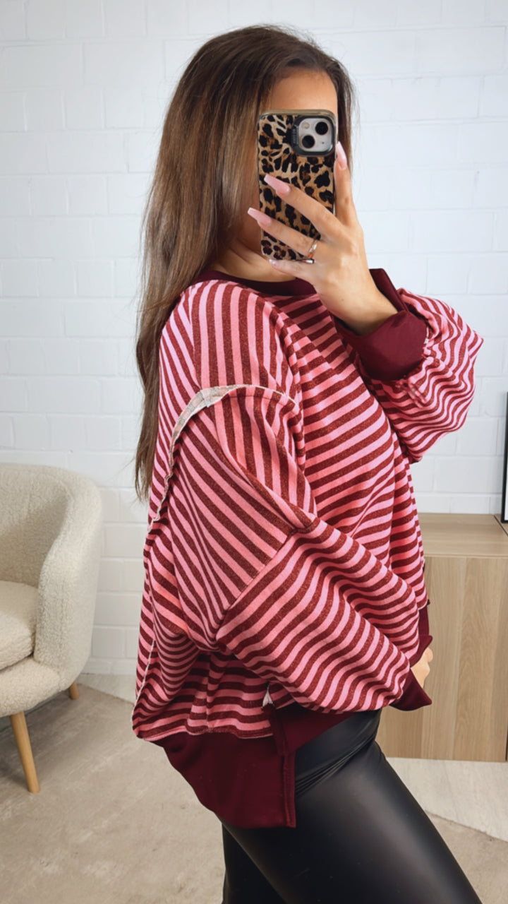 STREIFEN used - Look Sweater / rot - pink Art. 12714