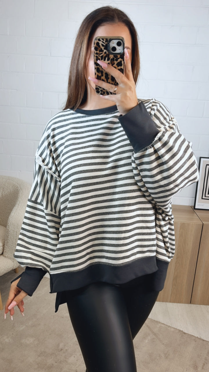 STREIFEN used - Look Sweater / anthrazit - creme Art. 12717