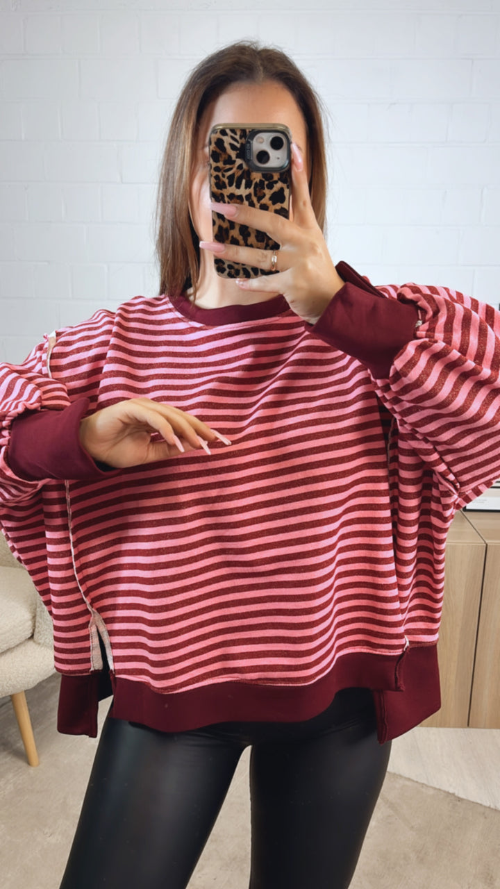 STREIFEN used - Look Sweater / rot - pink Art. 12714