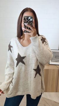 STERNEN Strick Pullover / creme beige - taupe Art. 11261