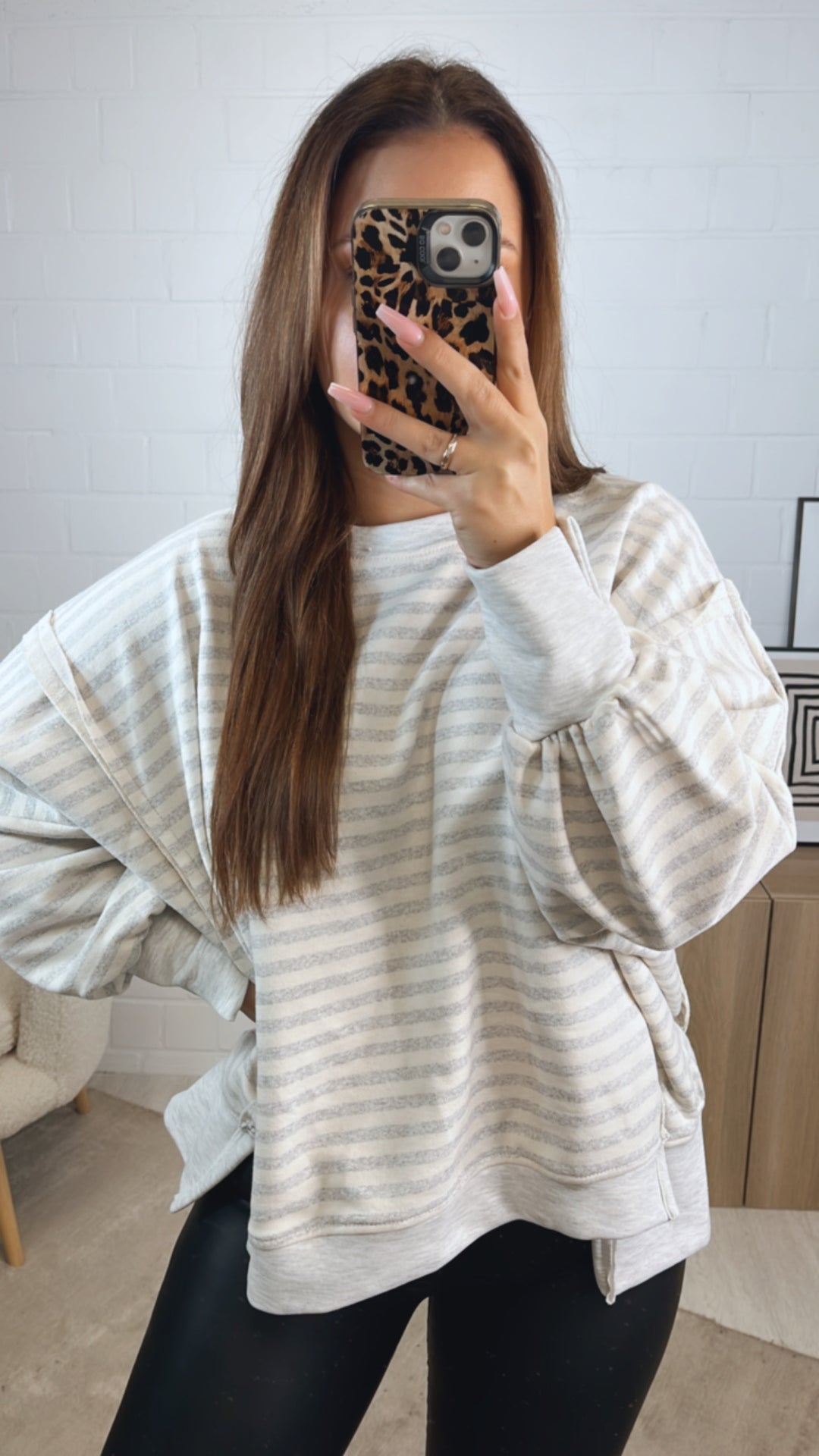 STREIFEN used - Look Sweater / hell grau - creme Art. 12718