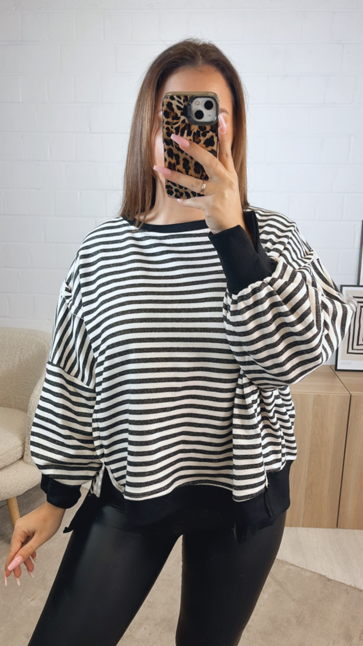 STREIFEN used - Look Sweater / schwarz - weiss Art. 12715