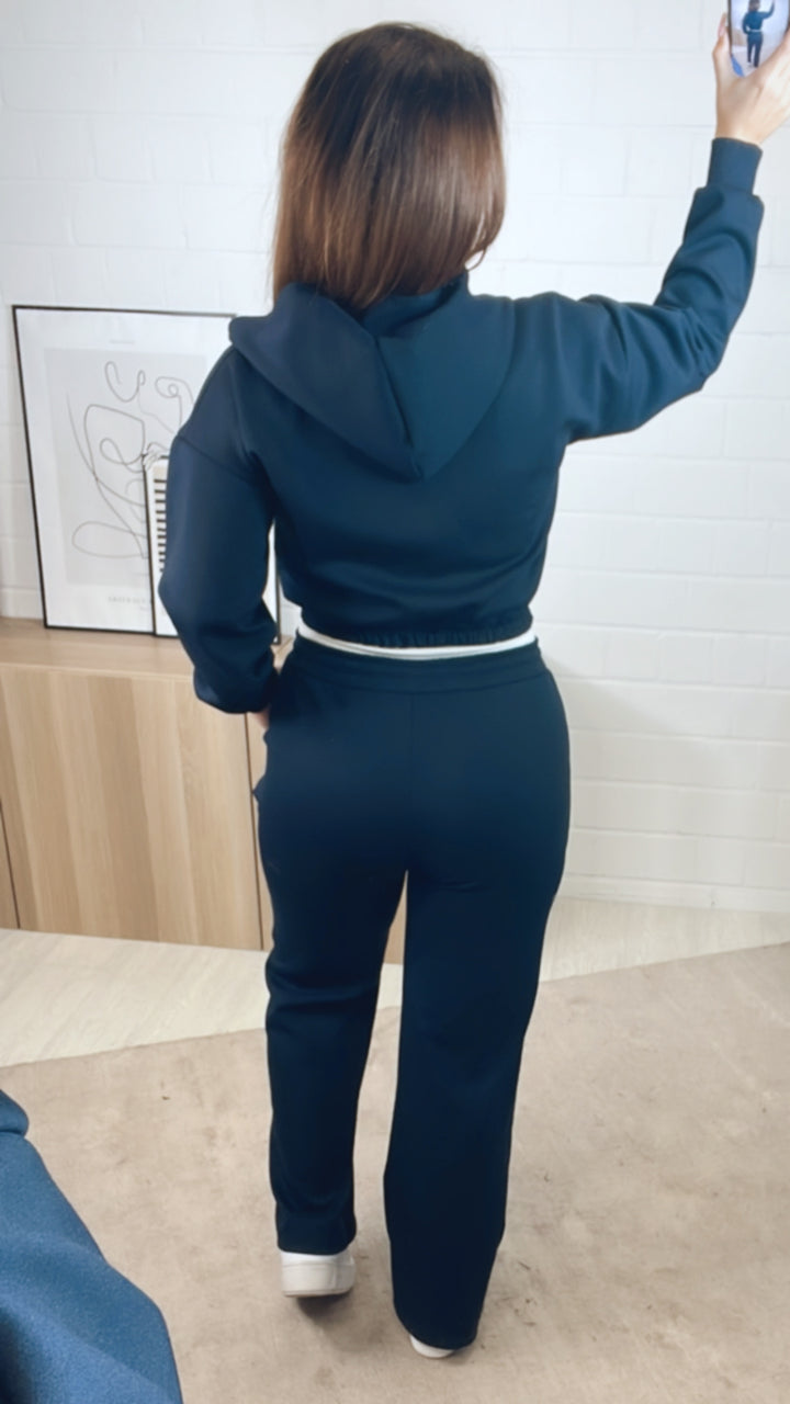 dreiteiliges Set aus Hose, Jacke und Bustier Top " Your outfit can be " / dunkel blau Art. 12738