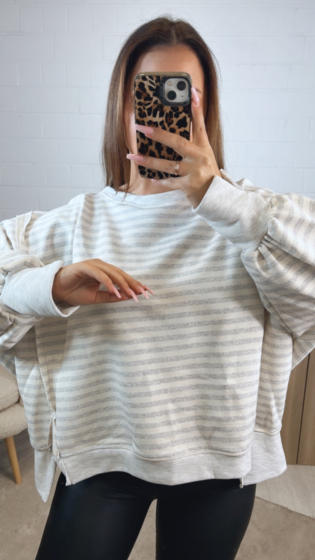 STREIFEN used - Look Sweater / hell grau - creme Art. 12718