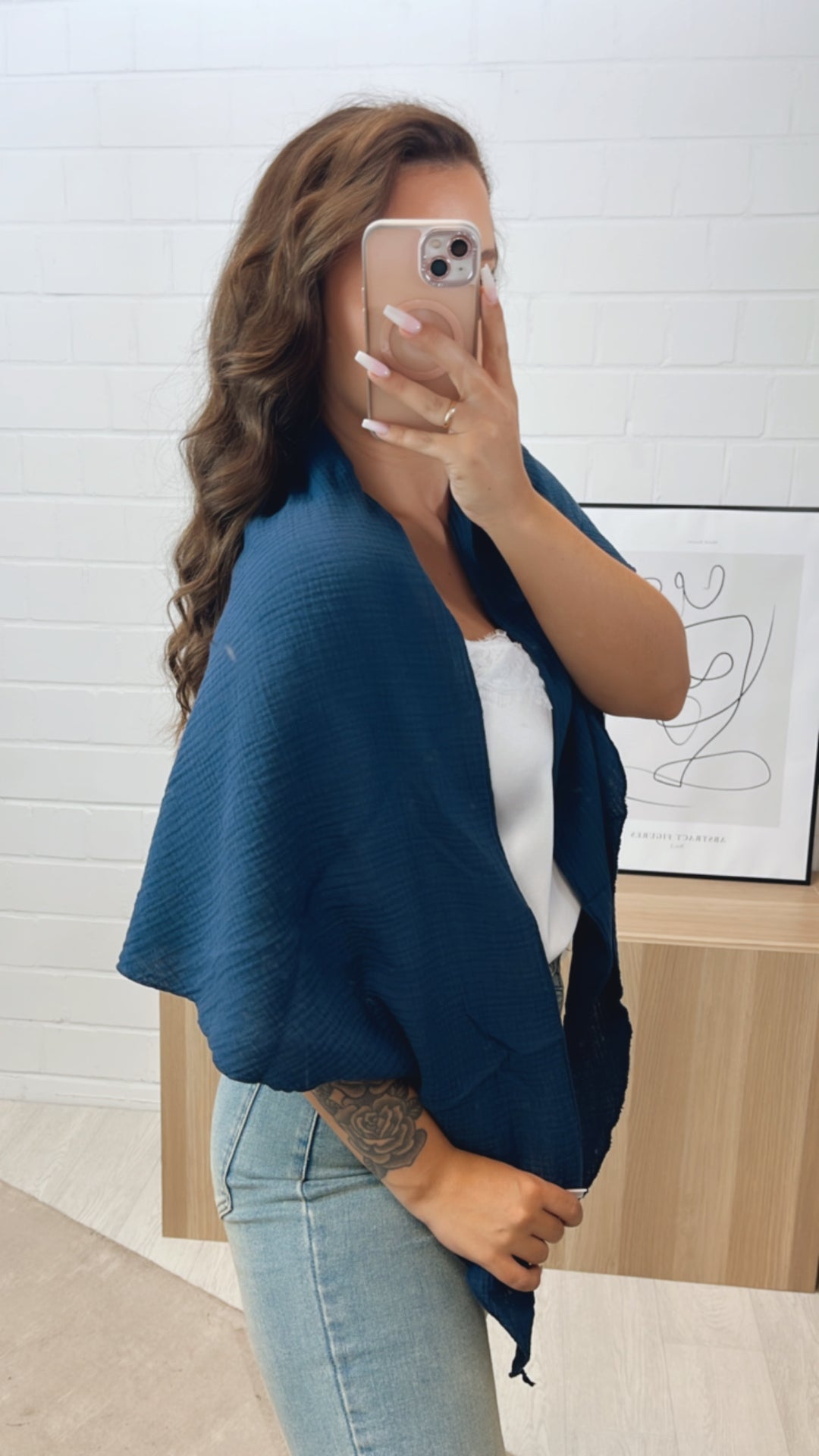 Musselin Schal / Tuch / dunkel blau Art. 7041