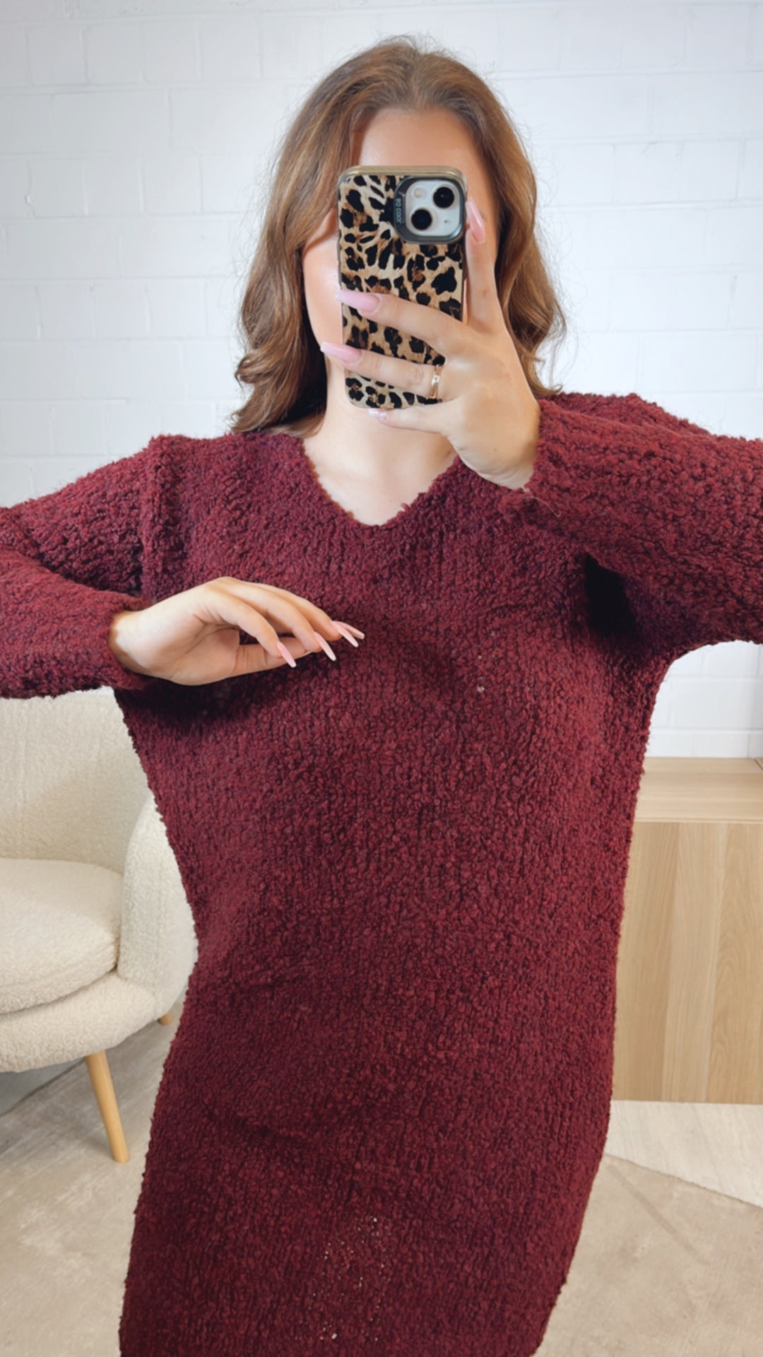 TEDDY Kleid mit Rundausschnitt / bordeaux rot Art. 12641