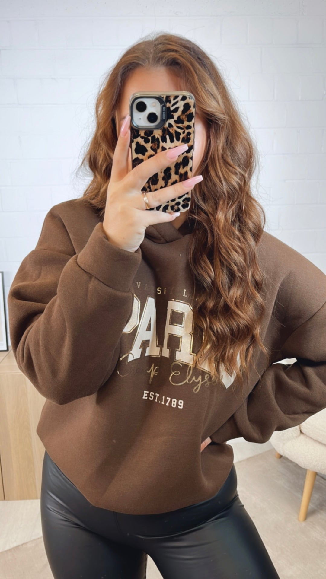 Kapuzen Hoodie " Paris " / schoko braun Art. 12487