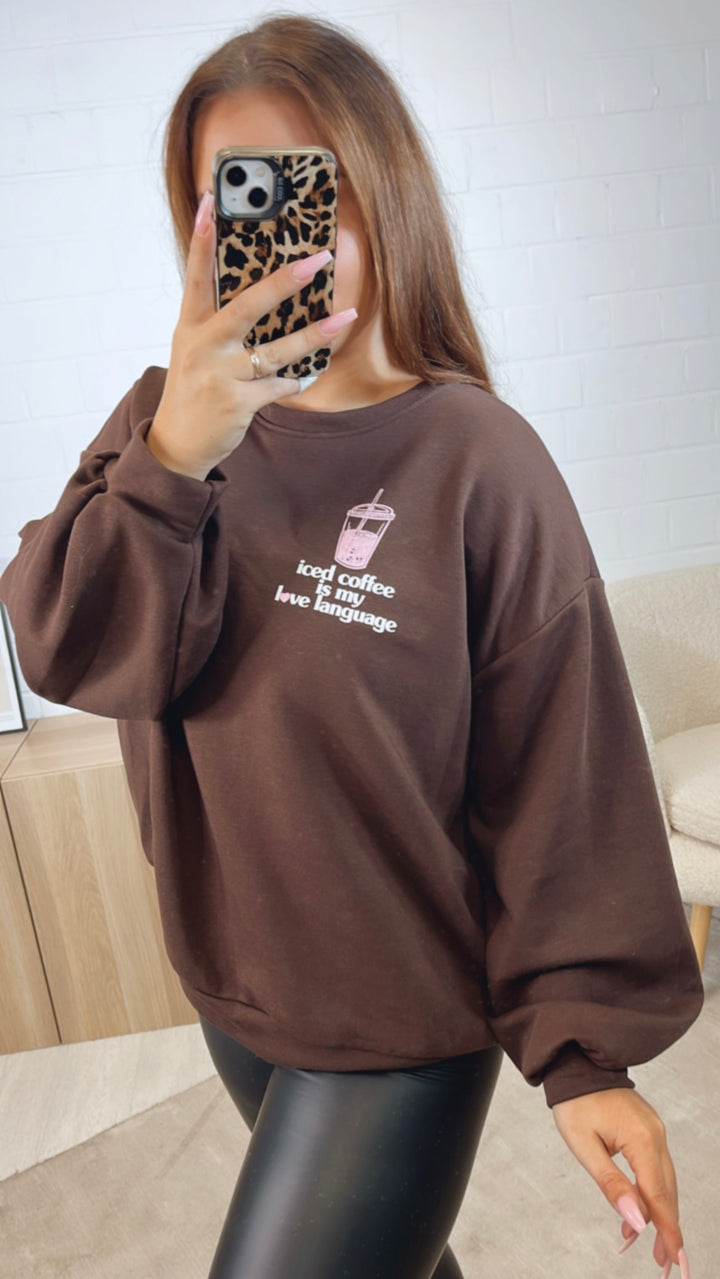 Pullover " Love Language " / schoko braun Art. 12629