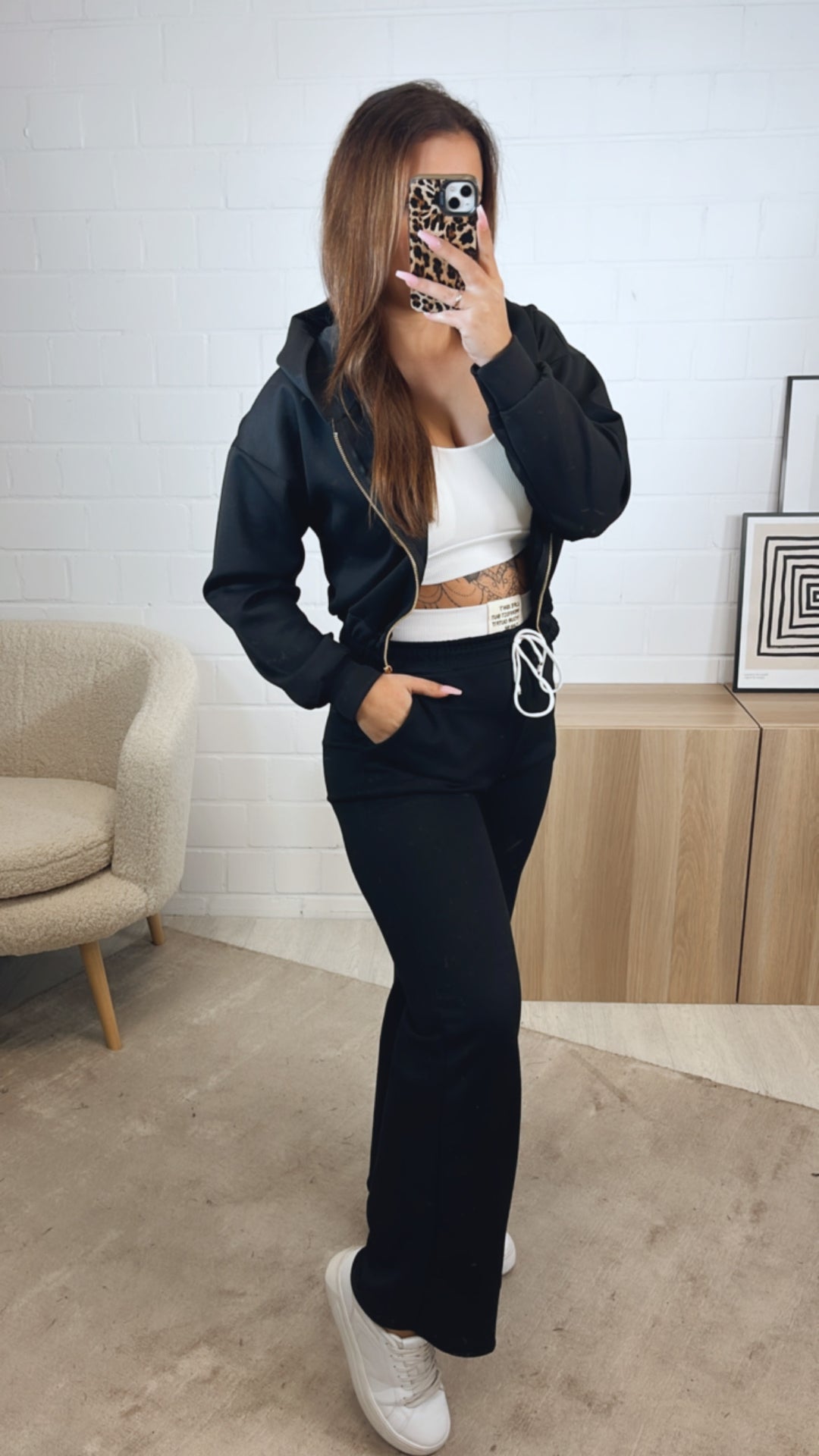 dreiteiliges Set aus Hose, Jacke und Bustier Top " Your outfit can be " / schwarz Art. 12737